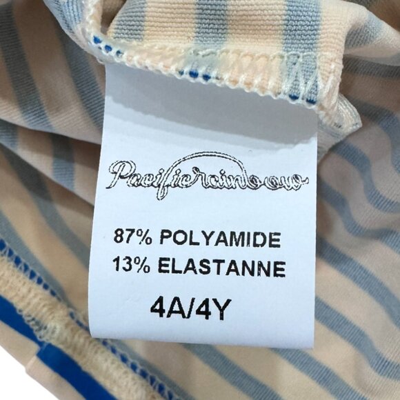 PACIFIC RAINBOW - SUN PROTECTIVE TS - STRIPE - BLUE/BEIGE/YELLOW - NEW NO TAG - Picture 5 of 5